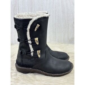 UGG Akadia Boots Womens 8 Black Leather Shearling Toggle Winter Comfort Booties